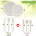 BIRCHIO 250 Piece Biodegradable Paper Plates Set - Eco Friendly Compostable Dinnerware with Extra Long Utensils for Parties - Cream White 250PCS - Buy Online on GoSupps.com