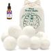 Dryer balls for tumble dryers XXL wool natural and reusable 100% New Zealand sheet shortens the drying time fabric softener function 8 balls and 1 bottle of essential oils