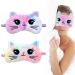 2 PCS Plush Sleeping Eye Mask - Cute Animal Satin Blindfold for Comfortable Sleep | Soft Eye Cover for Men & Women - Buy Online on GoSupps.com