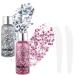 Body glitter gel glitter liquid face body glitter gel festival glitter mermaid sequins chunky glitter liquid face hair make-up long loading sparkling with 1 spoon silver+pink