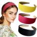 3pcs Wide Headbands for Women Girls 1.5 inch Leather-like Hair Headbands Non-slip Soft Faux Leather Hair Hoops Model 4