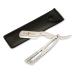 Jack Shaver Cut Throat Razor Kit Professional Barber Razor for Men Shavette With Leather Cover Premium Straight Edge Razor Quality Edge Moustache-Silver