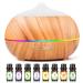 Moisturnt aroma diffuser for fragrance oils ultrasound humidifier: 500ml aromatherapy oil diffuser with aroma oil set-Cool manure space humidifier with 7-colored LED light for at home office bedroom