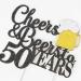 Cheers & Beers to 50 Years Cake Topper Happy 50th Birthday Cake Topper 50th Anniversary Party Supplies Black Glittery - Buy Online on GoSupps.com