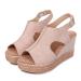 Sandals for Women Summer Hollow Fish Mouth Wedge Sandals Fashion Peep Toe Platform High Heel Sandals Black 35 (Pink 38 EU) Roze 36 EU
