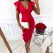 Briskorry V-Neck Floral Business Dress for Ladies - Elegant Summer Party Dress with Ruffled Hem & Sleeveless Design - Vintage Style M Red - Buy Online on GoSupps.com