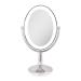 Zadro 9 Oval Cordless LED Lighted Makeup Mirror with Magnification 5X/1X Touch Pad Makeup Mirror with Lights USB Port Polished Nickel