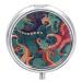Round Pill Box Abstract Octopus Print 3 Compartment Medicine Pill Case Print Pill Organizer Decorative Metal Portable Pill Box Pocket Pill Box