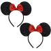 FANYITY 2 Pcs Mickey Ears, Minnie Costume Ears Headband Hairs Accessories for Children Mom Baby Boys Girls Women Party or Celebrations(Red) Red 2
