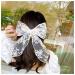 Xmsrn Vintage Large Bow Lace Hair Clip Barrette Bow White Lace Hair Barrette French Bow Mesh Head Clip Barrette Hair Accessories for Women and Girls (White)