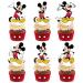 NIAYOU 24 Pcs Mouse Cupcake Toppers Cartoon Themed Cake Decorations Happy Birthday Cupcake Toppers for Boys Girls Kids Birthday Party Supplies