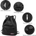 WANDF Drawstring Backpack with Shoe Pocket - Water-Resistant Gym Bag for Women, Girls, Men - Black - Buy Online on GoSupps.com