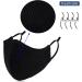 Extra Large Black Face Masks for Men - 3-Ply Breathable Cloth Adjustable Ear Loops Reusable & Washable for Big/Beard Faces - Buy Online on GoSupps.com