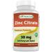 Best Naturals Zinc 30mg Supplements (as Zinc Citrate) - zinc Vitamins for Adults Immune Support - 120 Tablets Unflavored 120 Count (Pack of 1)