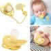 Drfeify Golden Baby Pacifier with Chain Clips - Curved Design, 26 Letters | Newborn Pacifier - Buy Online on GoSupps.com