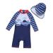 BONVERANO Baby Boys Swimsuit Toddler Bathing Suit Long-Sleeve Zipper One Piece Swimwear with UPF 50+ Sun Protection Whale 3 3-6 Months