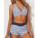 Yonique 3 Piece Tankini Swimsuit Set - Blue/White, Large | Women's Swim Tank Top with Boy Shorts and Bra | Athletic Swimwear - Buy Online on GoSupps.com