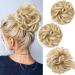 2 Pieces Messy Hair Buns Hair Piece Scrunchies for Women Girls Curly Wavy Ponytail Extensions Updo Hair Pieces Blonde Mix Light Blonde Donut Hair Chignons Hair Accessories 16H613#
