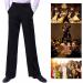 ZYMOZYM Men's Black Vertical Latin Ballroom Dance Pants with Belt Loop for Competition - Size 38 - Buy Online on GoSupps.com