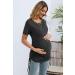 Sosolism 4 in 1 Maternity Nursing Dress - Short Sleeve Side Drawstring Top, Carbon Gray | Women's Breastfeeding Apparel - Buy Online on GoSupps.com
