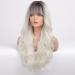 EMMOR Ombre Platinum Blonde Long Curly Wig with Bangs - Heat Resistant Synthetic Hair for Natural Daily Look - Buy Online on GoSupps.com
