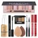 Makeup Kit for Women Full Kit, All in One Makeup Set Includes 12 Colors Naked Eyeshadow Palette, Nude Foundation, Waterproof Liquid Eyeliner & Mascara, Eyebrow Powder, 2Pcs Matte Liquid Lipstick and 2Pcs Makeup Sponge, Gif…