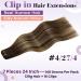 Shop Laavoo 60cm Real Hair Extensions - Balayage Brown Clip-Ins | 120g Long Dark Brown to Caramel Brown | Full Head 7pcs #4/27/4 - Buy Online on GoSupps.com