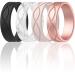 ThunderFit Silicone Wedding Bands for Women, Infinity Design - 6mm Wide - 1.8mm Thick Rose Gold, Royal Black, Jasmine White, White Marble 6.5 - 7 (17.35mm)