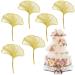 KIPTVO 6PCS Ginkgo Leaves Cake topper Acrylic Leaf Gold Cupcake Topper For Baby Shower Diy Birthday Party Wedding Valentine's Day
