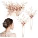 1 Set Leaf Pearl Hairpin Hairclip Hair Combs Barrettes for Thick Hair Wedding Hair Side Comb Hair Comb Clip Hair Fork Clip Prom Hairpin Fork Hair Forks for Buns Hair Clips Metal FRCOLOR