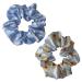 Daisy Hair Scrunchies Elastics Flower Hair Ties Blue Hair Accessories for Women Girls Silk Hair Band Large Ponytail Holder Bracelet Ropes Party Favor Gift 2PCS
