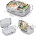 White Alpaca Watercolor & Cactus Print Pill Box | Decorative 2-Compartment Medicine Organizer | Portable Metal Pill Case for Pocket & Purse - Buy Online on GoSupps.com