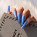 Buy Sethain Shiny Blue Ballerina False Nails - Long Coffin Press On Nails for Women & Girls | International Shipping Available - Buy Online on GoSupps.com