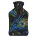 Peacock Feathers Hot Water Bottle With Cover Plush Bed Bottle Hand Warmer For Adults And Children 26.5X15.3cm