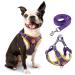 Rennaio dog harness no pull adjustable puppy dishes with 2 linen clips ultra comfortable chest harness and leash set for small and medium-sized dogs (purple m) purple m
