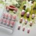 24 Pcs Gradient Pink French Tip Press on Nails with Rhinestones & Flowers - Medium Square False Nails for Women - Buy Online on GoSupps.com