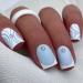 Short French Tip False Nails Square 24Pcs Frosted Blue Press on Nails with Rhinestones Designs Acrylic Full Cover Artificial Fake Nails Reusable Stick on Nails for Women Nail Art Manicure Blue Frosted