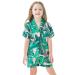 SWOMOG Kids Silk Pyjamas Girls Boys Short Sleeve Satin PJs Sets Button-Down Silky Nightwear Children Sleepwear Teens Age 4-16 8-9 Years Pink Leaves