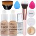 PHOERA Foundation, Full Coverage Foundation, PHOERA Primer, PHOERA Powder, PHOERA Makeup Set, Kabuki Makeup Brushes Foundation Brush Powder Brush,2 Pcs Makeup Sponge (102 Nude + 104 Buff Beige)