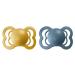 BIBS Supreme Baby Pacifier 2-Pack | Silicone Size 1 (0-6 Months) | BPA-Free Dummy Soother | Made in Denmark | Mustard/Petrol - Buy Online on GoSupps.com
