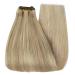 YoungSee 40 cm Blonde Human Hair Wefts - Remy Double Wefts Extensions #16/22 with Golden Highlights | 100g Weave - Buy Online on GoSupps.com