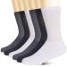 +MD Non-Binding Bamboo Diabetic Socks for Men 6 Pack Circulatory Full Cushion Crew Socks Quarter/6 Pairs Grey/Blk/Wht 10-13