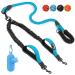 Eyin double linen for 2 dogs dog leash for large dogs flexible and reflective healing -free dog leash with 2 padded handles for dogs from 11 to 68 kg (blue) blue 2 handles - l (total weight 11-68kg)