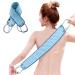 Exfoliating Back Scrubber for Shower 37 Inches Back Washer with Handles Exfoliating Washcloth Body Exfoliator Bath Tool to Scrub Your Body Deeply for Men & Women Exfoliation (Blue)