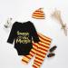 Baby Boys Girls Snuggle This Muggle Outfit Set | Black Long Sleeve Bodysuit & Striped Pants with Hat | 0-6 Months - Buy Online on GoSupps.com