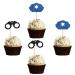 MonMon & Craft Congrats Officer Cupcake Toppers/Future Police Graduation Cupcake Decor/Class of 2024 Cupcake Toppers/Police Academy Graduation Party Cupcake Decorations Black Blue Glitter 24 Pcs