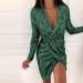 Shop Hanxiulin Sequin Dress - Sexy V-Neck Bodycon Evening Dress | Elegant Green Pencil Dress in 3XL - Buy Online on GoSupps.com