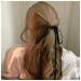 Dervivea Vintage Black Ribbon Bow Hair Ties Rope Silk Satin Bow Hair Rope Long Ribbon Bow Hair Scrunchies Bowknot Ponytail Holder Hair Tie Elastic Hair Tie Decorative Hair Accessories for Women