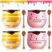 4 PCS Honey Lip Balm Pot Strawberry Honey Propolis Lip Mask Moisturizing Prevention Dry and Cracked Lip Scrubs Exfoliator Lip Sleep Mask Reduces Lip Lines (2pcs honey+2pcs strawberry)
