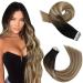 Moresoo Extensions Real hair hair extension 35 cm tape in extensions real hair #1b/6/22 Natural black to medium brown with blonde invisible extensions 20 pieces 50g/pack silky straight 35 cm 2. 1b/6/22